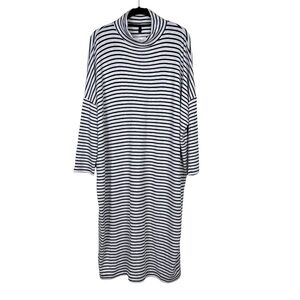 Lou & Grey Signature Soft Gray Black Mock Neck Stretch Dolman Shift Dress Size S